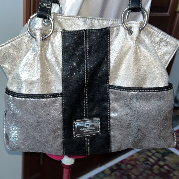 Rosetti   Shoulder bag  All fabric  shiny black silver  cream  Soft  lightweight - Picture 1 of 13
